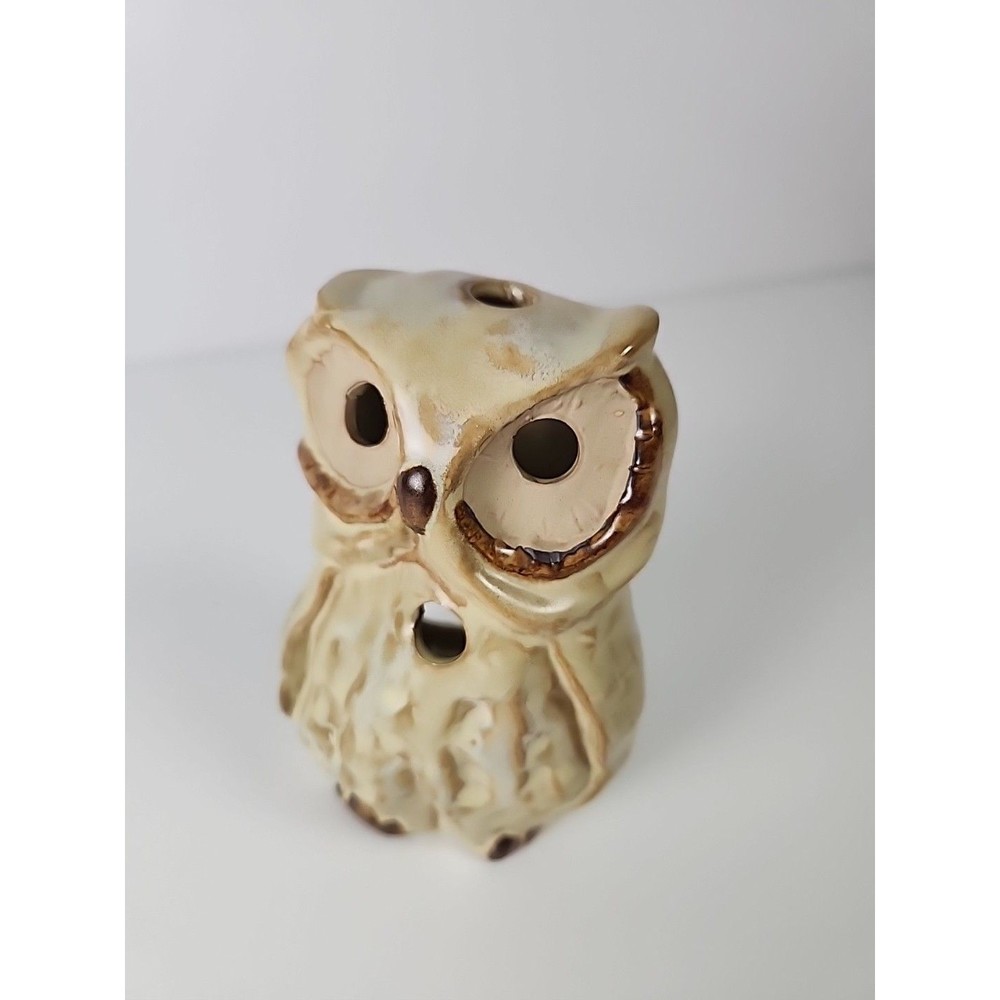 VTG Enesco Glazed Pottery Owl Tealight Candle Holder Centerpiece Table Decor - Picture 3 of 11